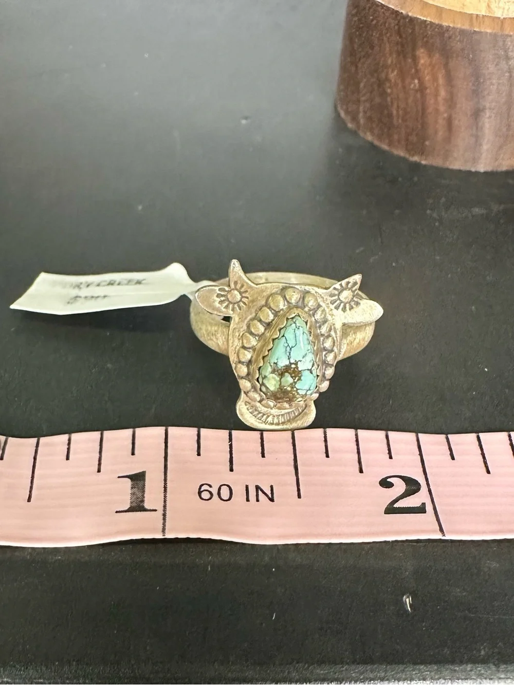 NWT Dry Creek Turquoise Sterling Silver Cow Adjustable Ring Southwestern
